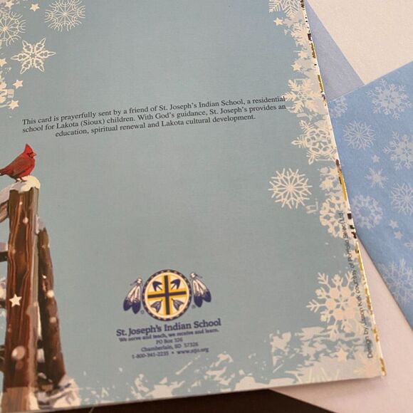 St Labre Indian School Red Truck with Puppy Merry Christmas Gift Greeting Card - Picture 6 of 8